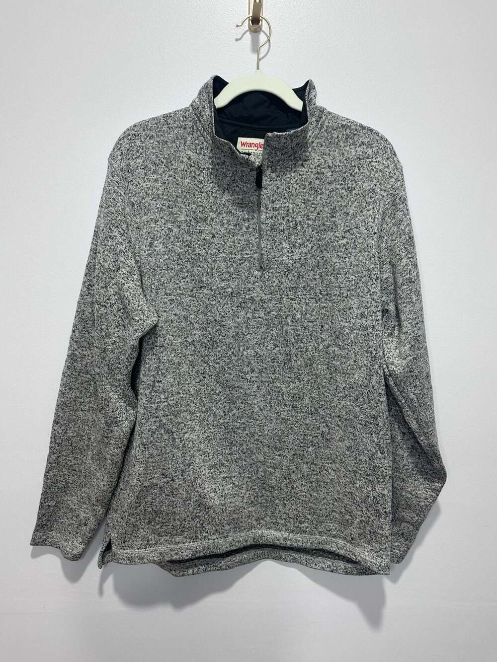 Wrangler Authentics Men's Quarter-Zip Fleece Pullover Sweater, Gray Marl, Size M